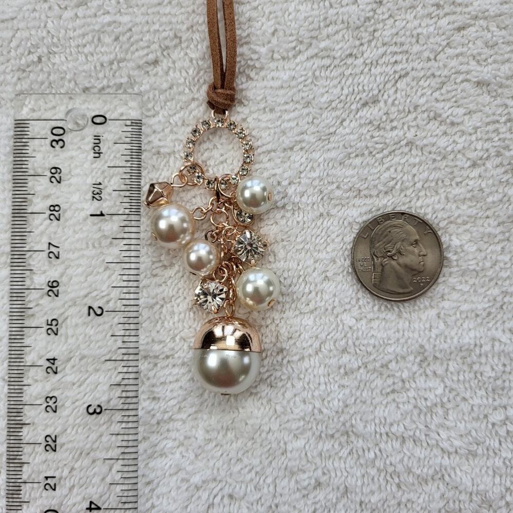 Cato Corded Pearl Cluster Necklace & Earring Set – Rose Gold Tone - Picture 9 of 10